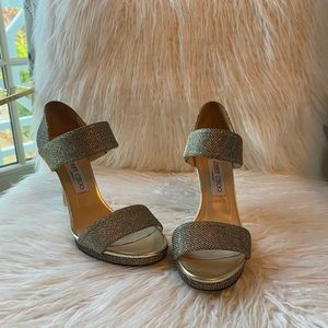 Jimmy Choo Gold crusted heels